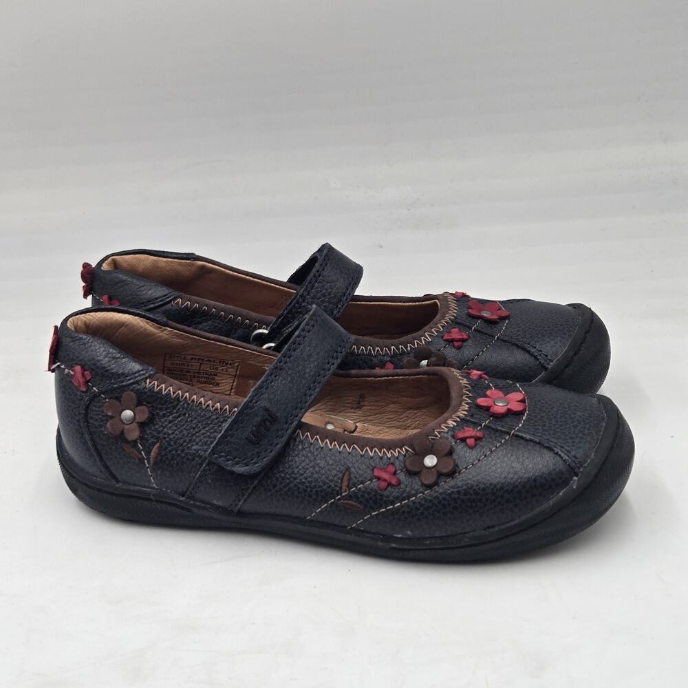 Girls UMI Leather Mary Jane Style Navy Flowers School Shoes Size 13 Praline